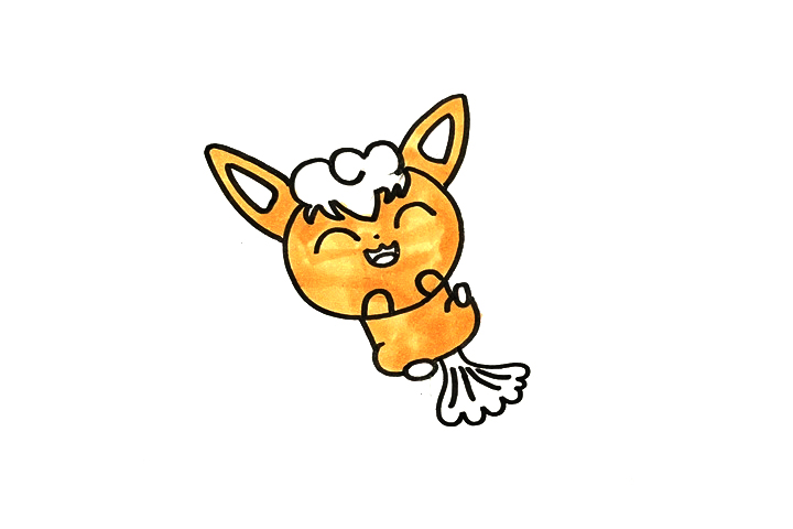 可爱六尾狐简笔画教程-图4