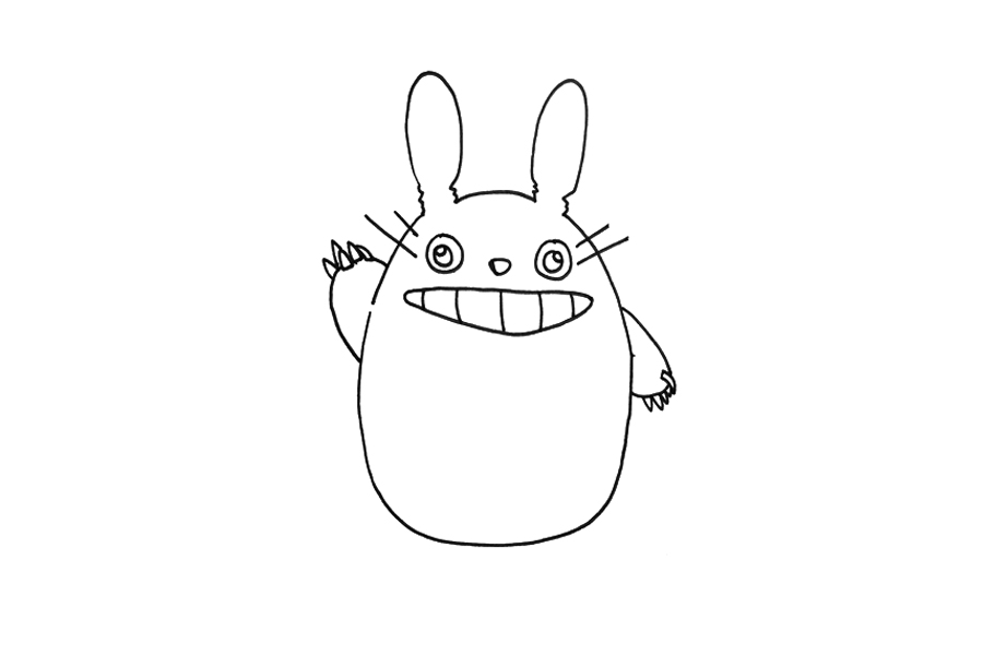 龙猫简笔画画法教程-图3