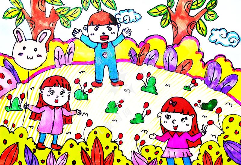 儿童创意画作品-野外