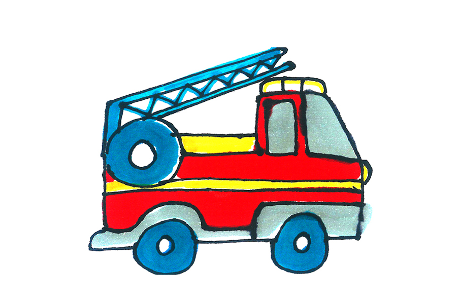 漂亮的消防车简笔画教程