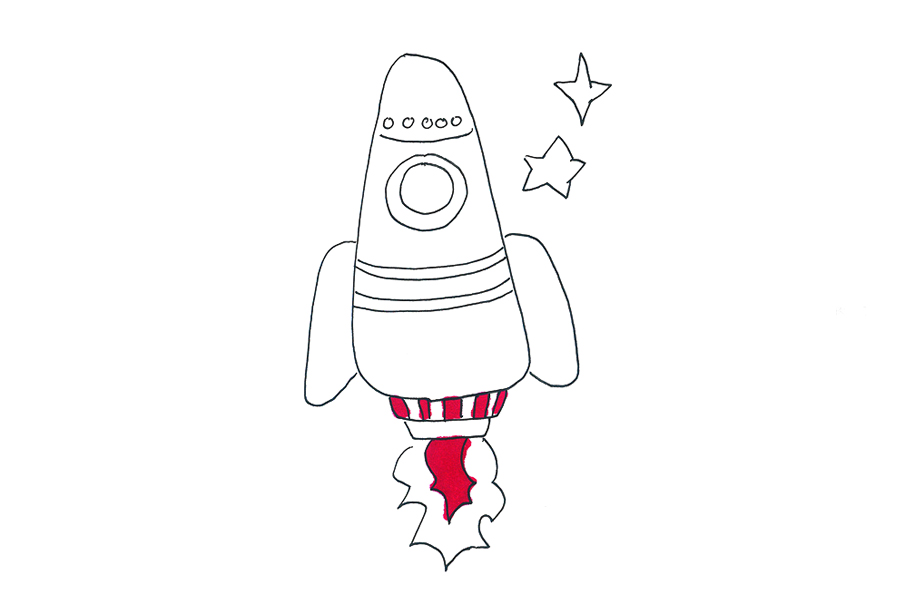 宇宙飞船简笔画画法步骤-图3