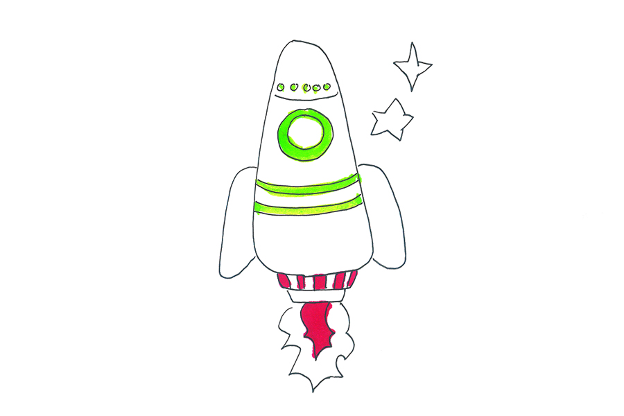 宇宙飞船简笔画画法步骤-图4