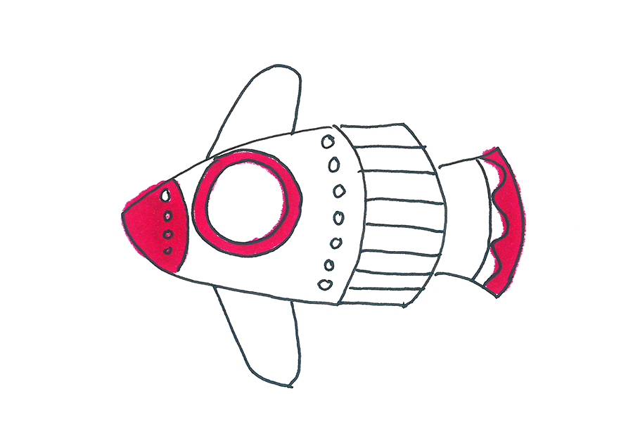 一步一步学画太空飞船简笔画-图3