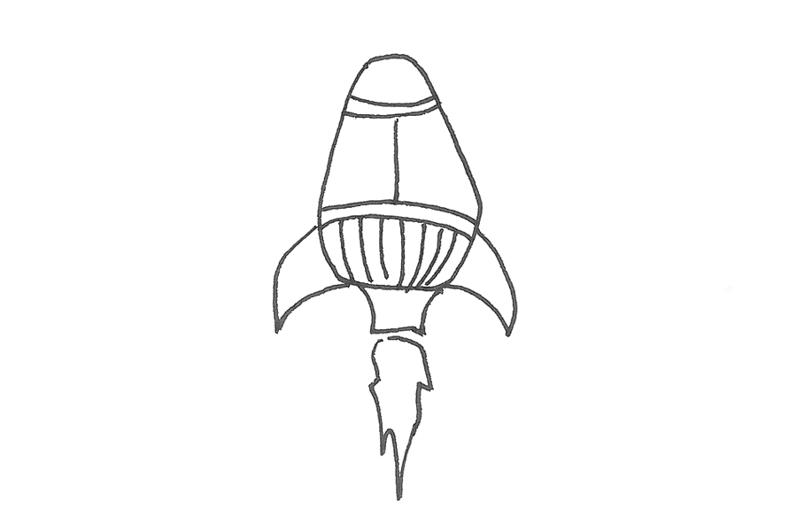 可爱火箭简笔画画法步骤-图2