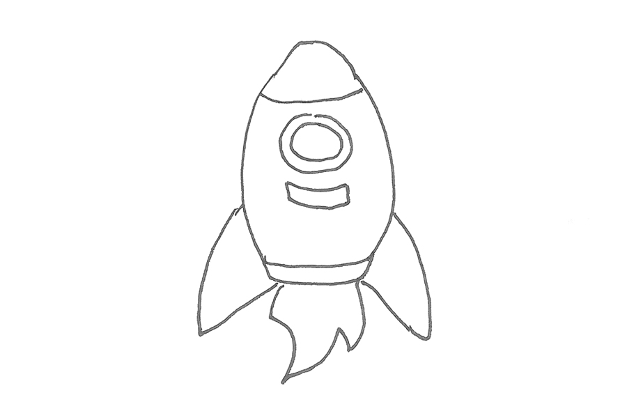 一步一步学画简单的火箭简笔画-图2