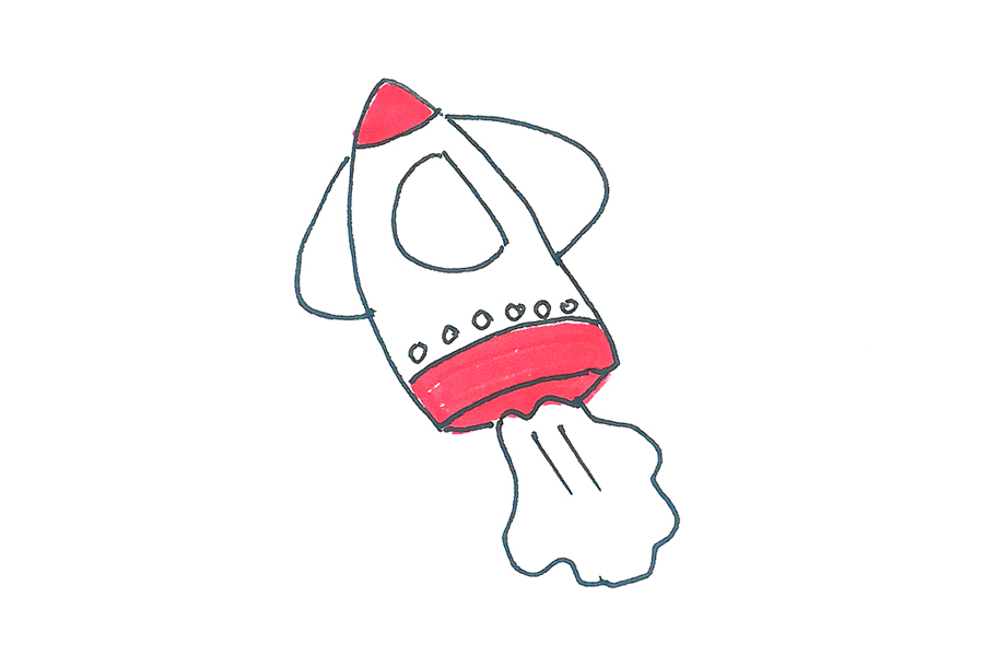 小学生创意火箭简笔画画法步骤-图3