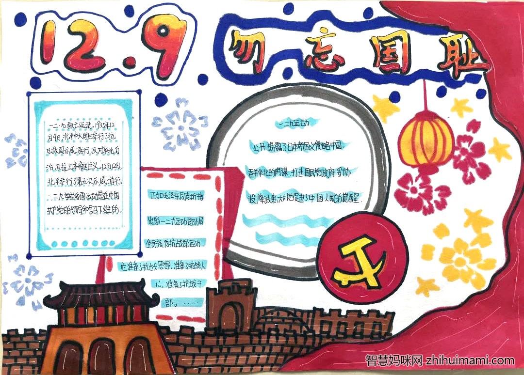 一二九学生爱国运动手抄报-图2