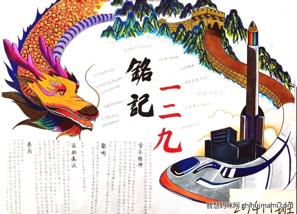 一二九学生爱国运动手抄报-图7