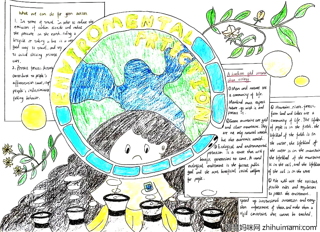 多彩语言绿色校园主题手抄报漂亮-图6