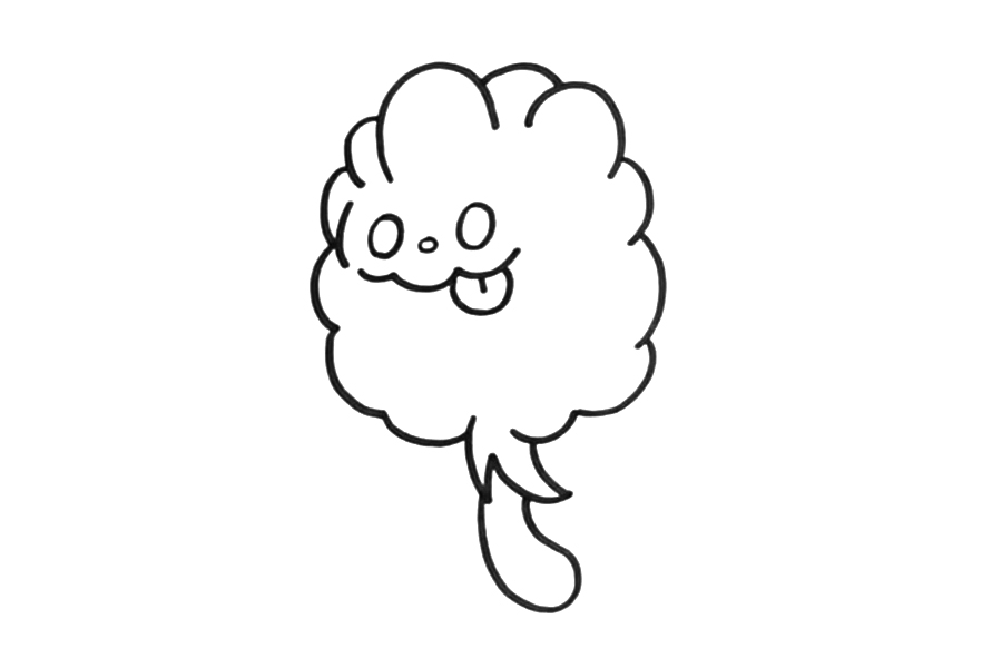 绵绵泡芙简笔画画法步骤-图2