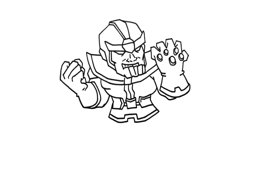 一步一步学画灭霸简笔画教程-图3