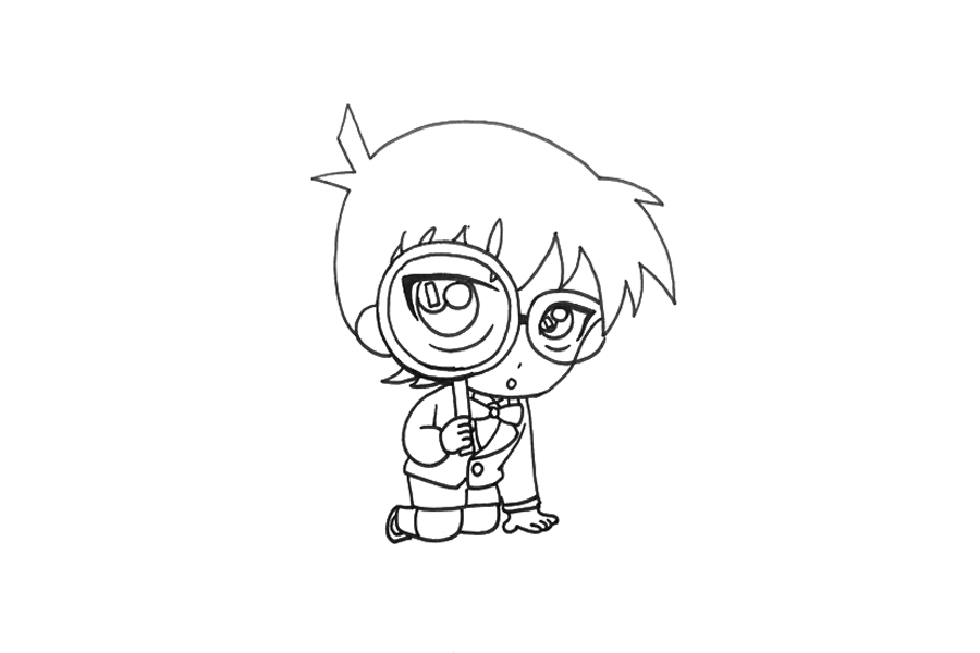 名侦探柯南简笔画教程-图4