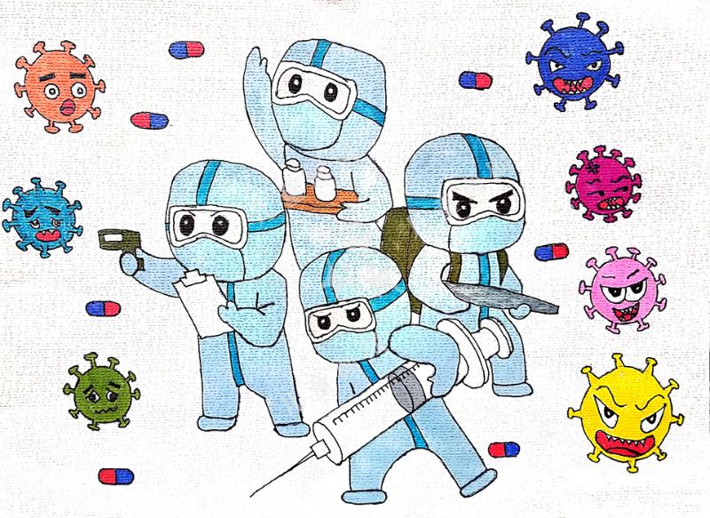 抗疫儿童画-病毒哪里逃