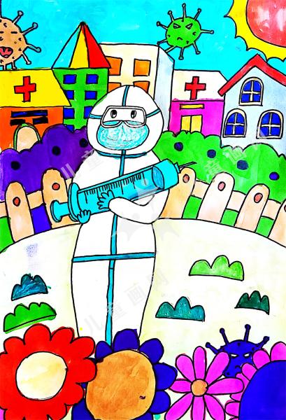 致敬逆行者小学生绘画一等奖