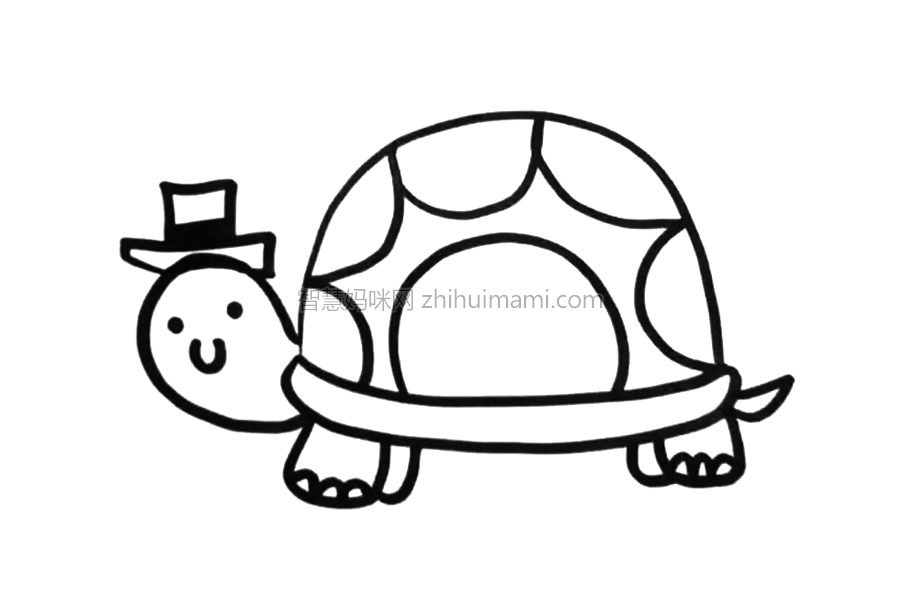 可爱小乌龟简笔画画法步骤-图4