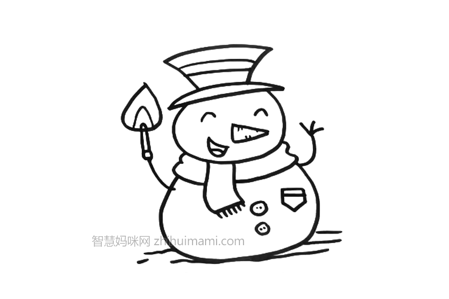 一步一步学画可爱雪人简笔画-图5