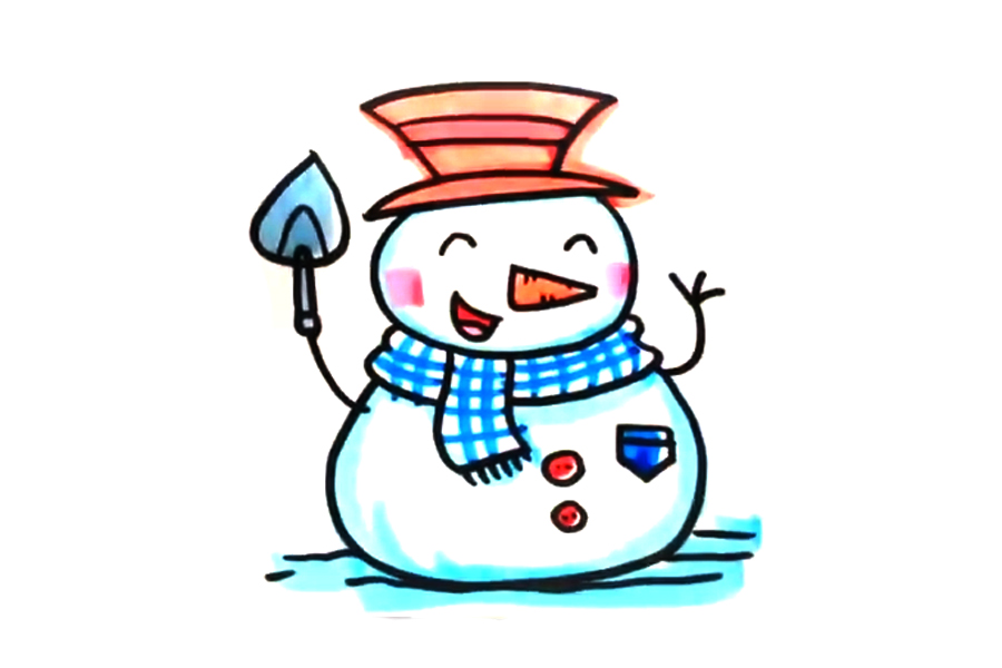 一步一步学画可爱雪人简笔画