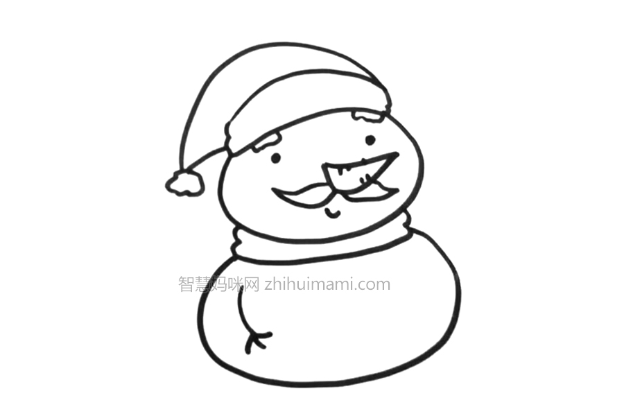 圣诞节雪人爷爷简笔画画法步骤-图4