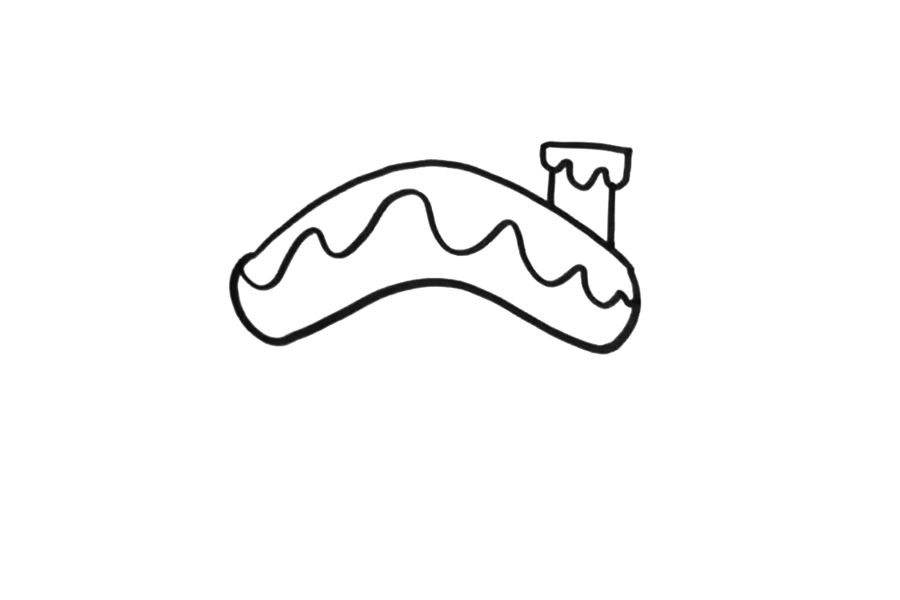 冬天雪房子简笔画画法步骤-图2