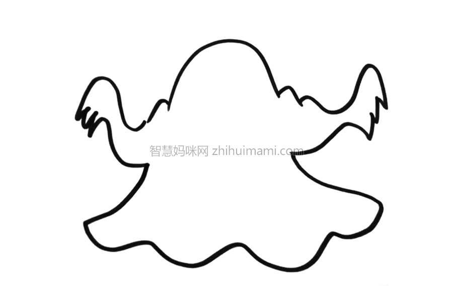 万圣节幽灵简笔画画法步骤-图2