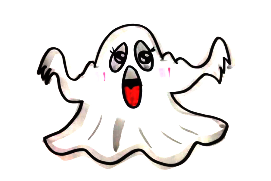万圣节幽灵简笔画画法步骤