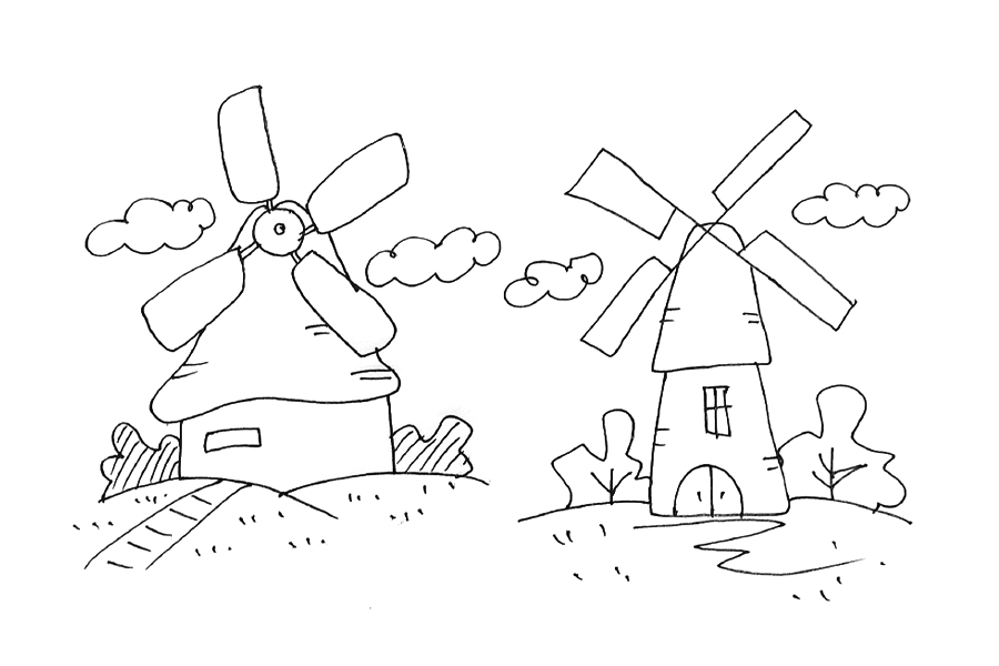 一组卡通建筑漂亮房子的简笔画-图6