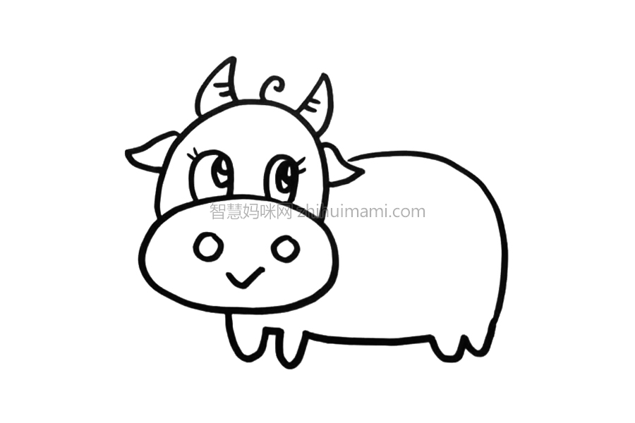 可爱奶牛简笔画画法教程-图4