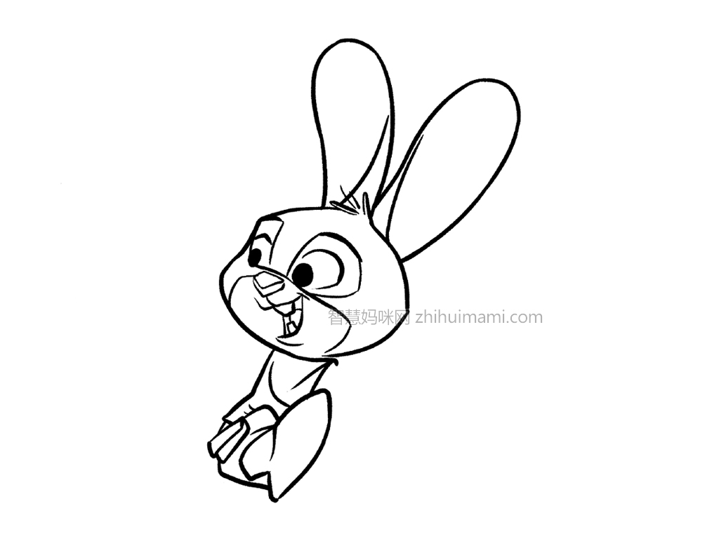 疯狂动物城兔子警官简笔画画法-图5