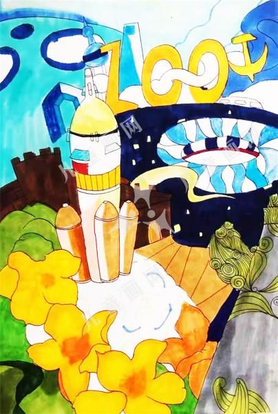 党的100周年儿童绘画