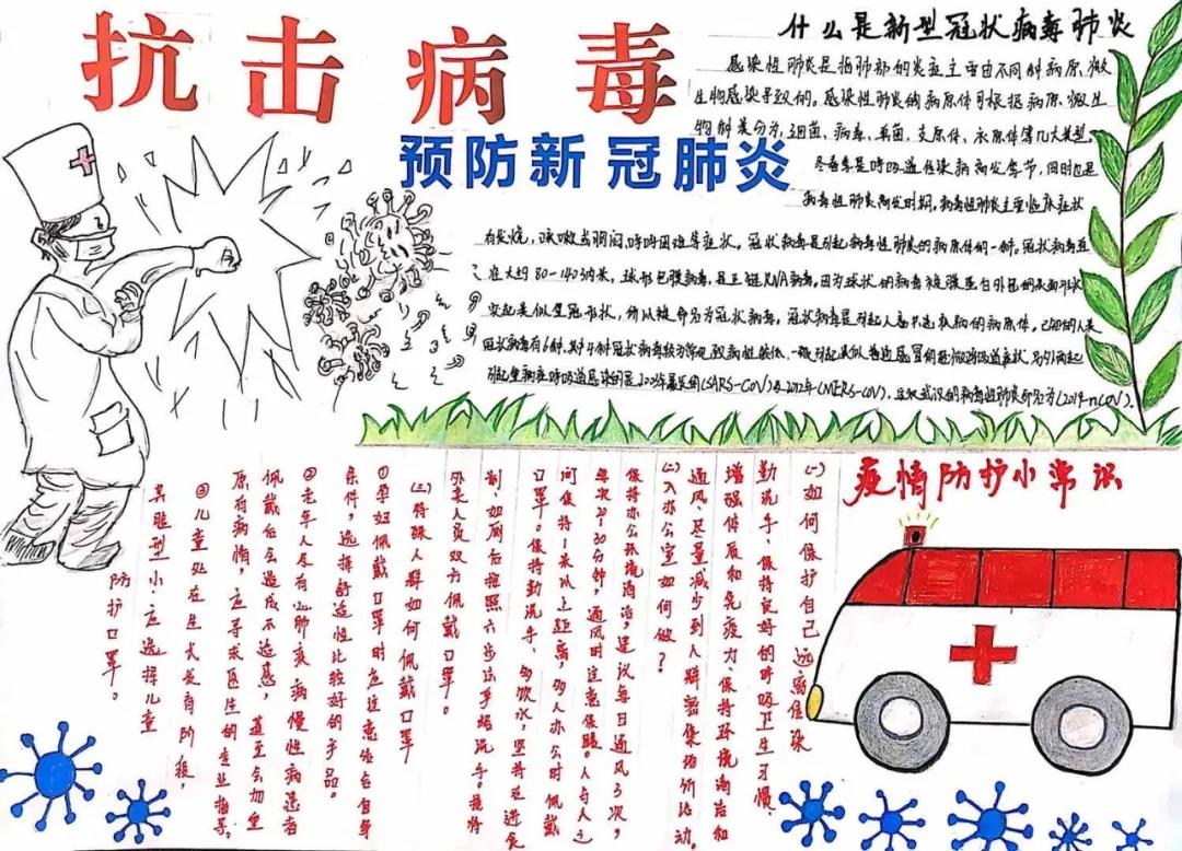 小学六年级预防新型冠状病毒的手抄报-图3