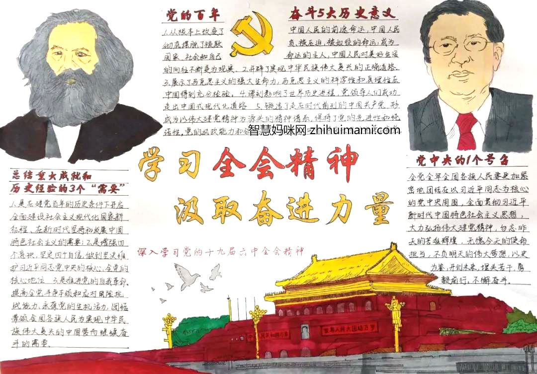 “学习党的十九届六中全会精神”主题手抄报-图4