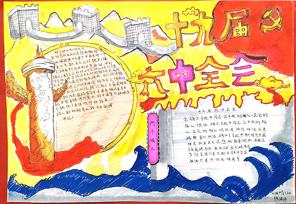 学习贯彻党的十九届六中全会精神手抄报-图4