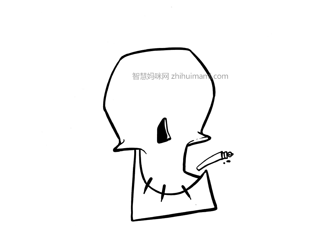 吸烟有害健康简笔画-图3