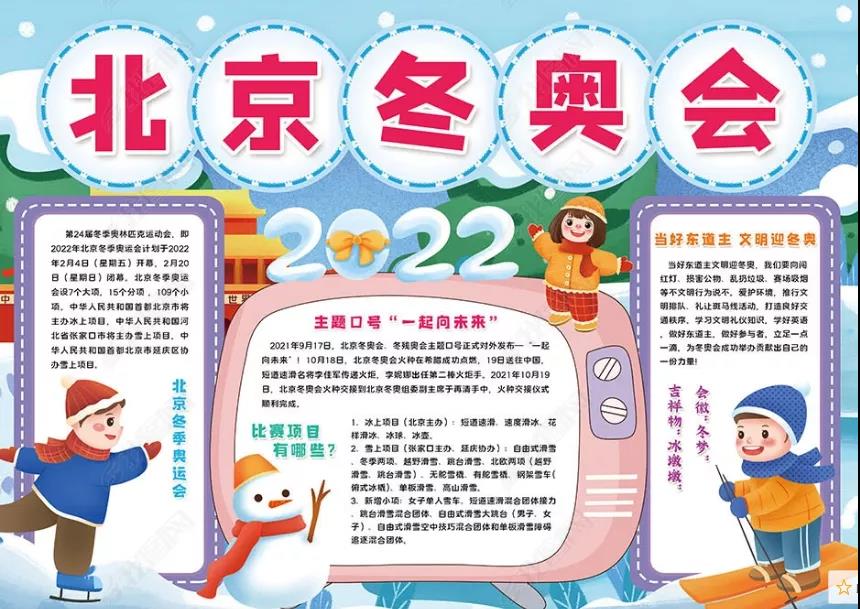 北京冬奥会手抄报内容及手抄报图片大全-图19