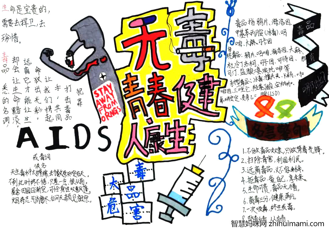 珍爱生命拒绝毒品主题手抄报-图2