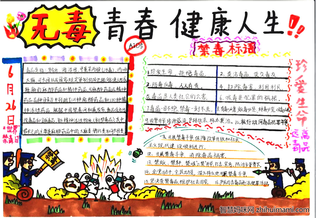 中学生禁毒手抄报一等奖-图3