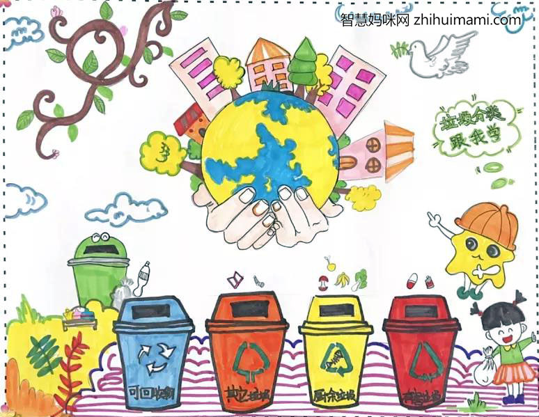 垃圾分类青春助力绘画作品-图4
