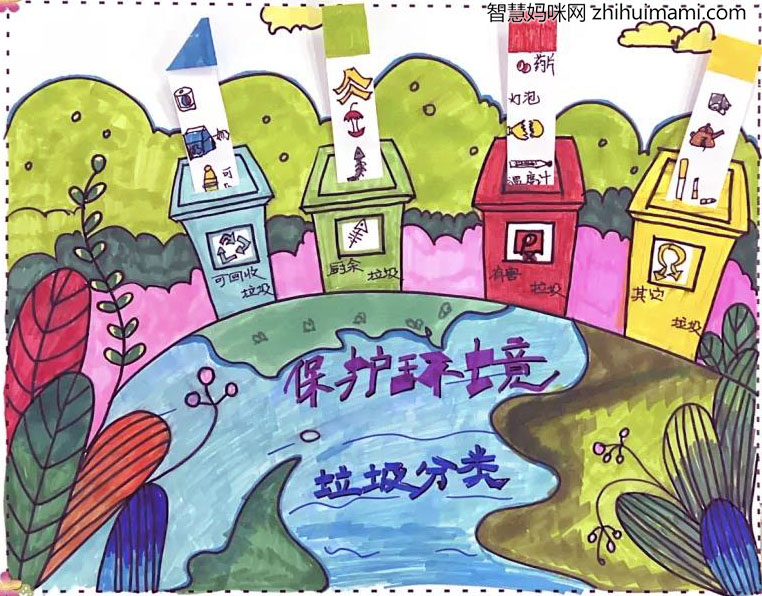 五年级垃圾分类绘画图片-图2