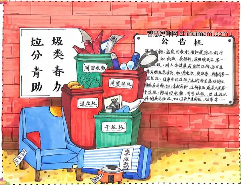初二垃圾分类手抄报简单又漂亮-图3