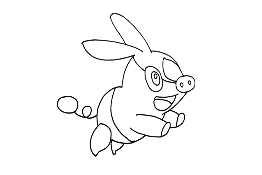 暖暖猪简笔画教程-图4