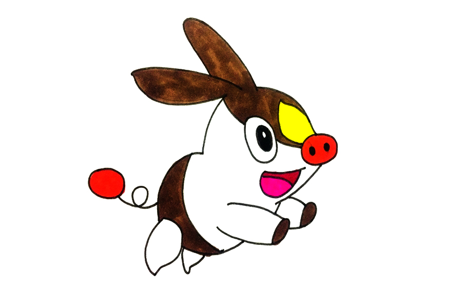 暖暖猪简笔画教程-图5