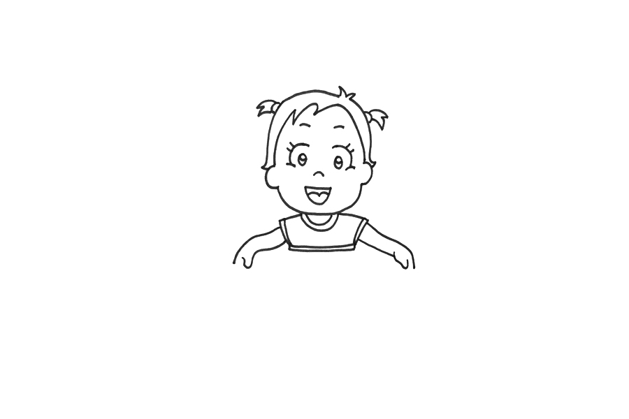 穿裙子的可爱小女孩简笔画教程-图2