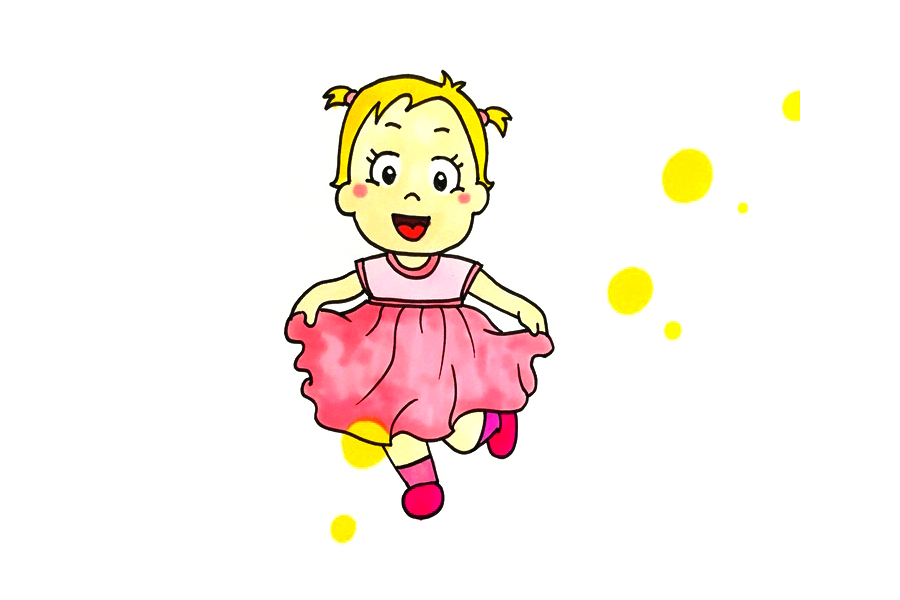穿裙子的可爱小女孩简笔画教程