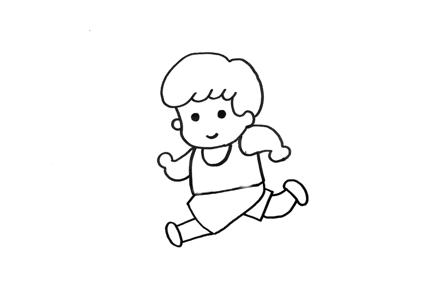 跑步小男孩简笔画画法步骤-图3