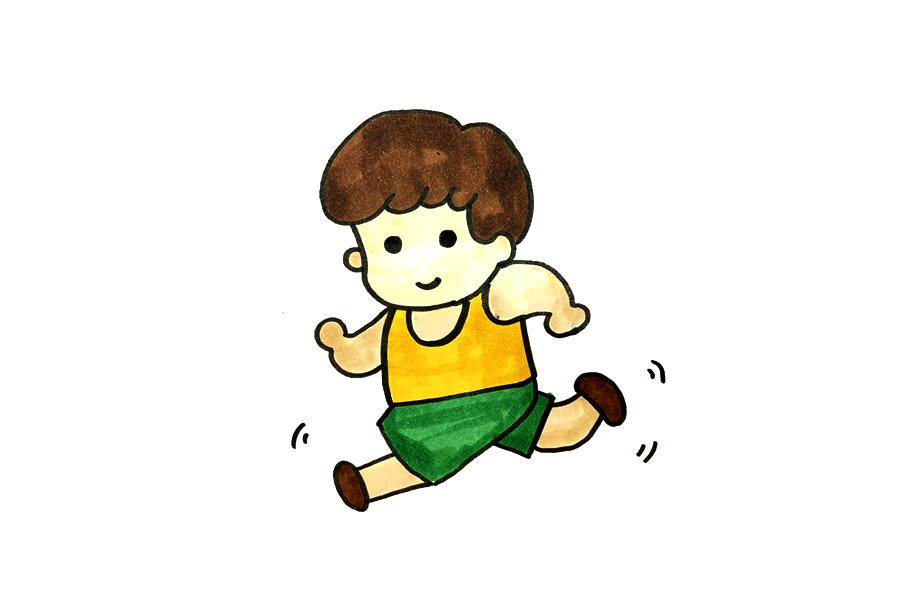 跑步小男孩简笔画画法步骤