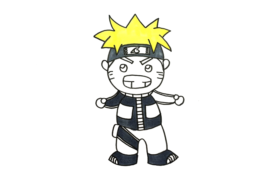 生气的火影忍者简笔画画法步骤-图4