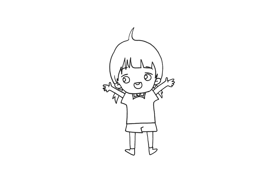 元气少女简笔画画法步骤-图4