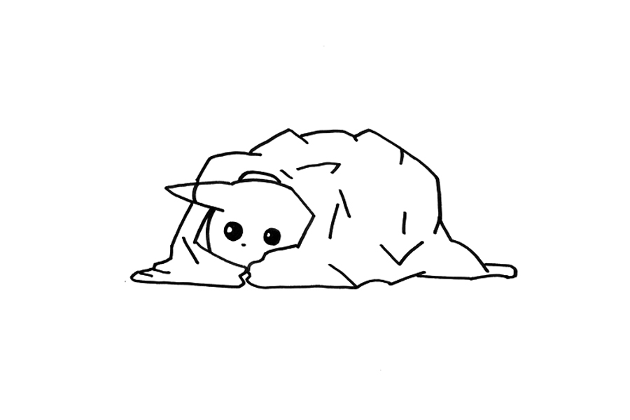 躲在被子里的皮卡丘简笔画画法步骤-图2