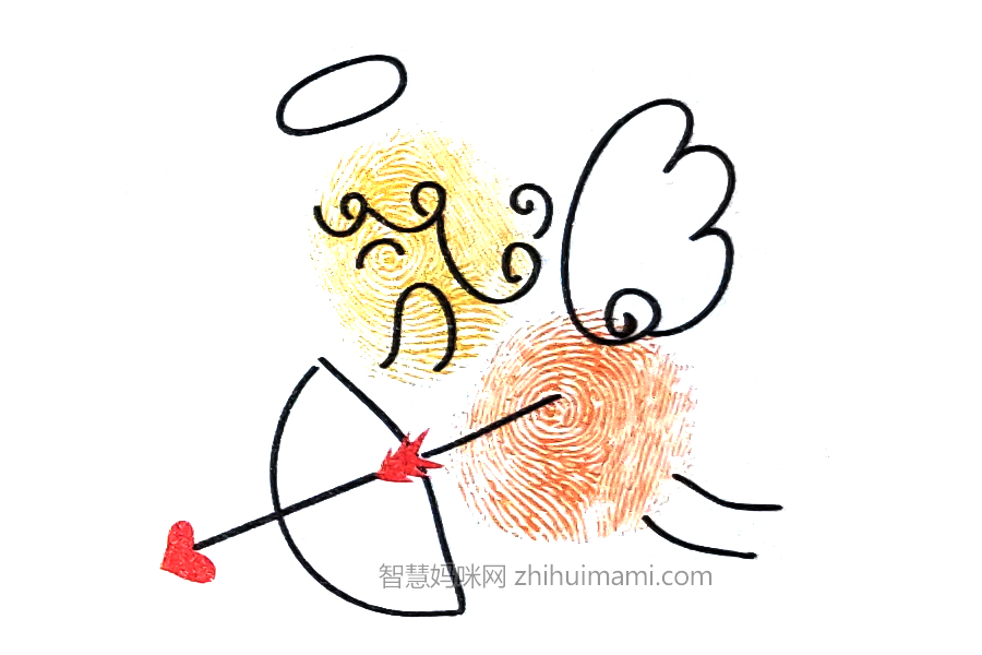一步一步学如何用手指画丘比特
