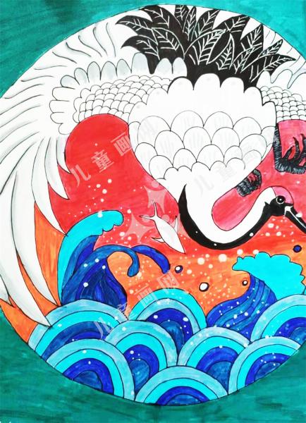 动物儿童画鹤川